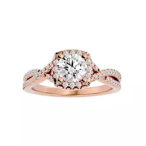 Round Halo solitaire wedding engagement ring with 360 view