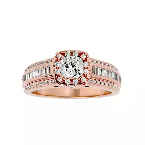 Round Halo solitaire wedding engagement ring with 360 view