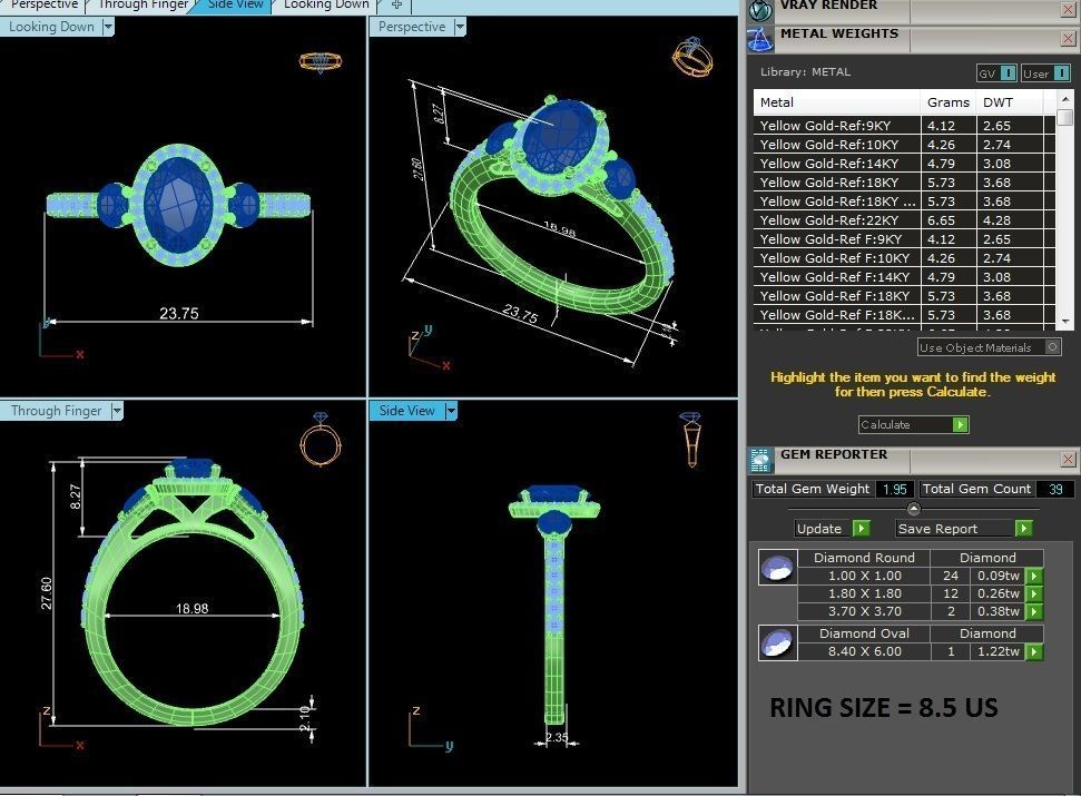 Oval Halo solitaire wedding engagement ring with 360 view 3D print model_6