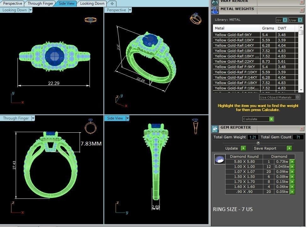 Round Halo solitaire wedding engagement ring with 360 view 3D print model_3