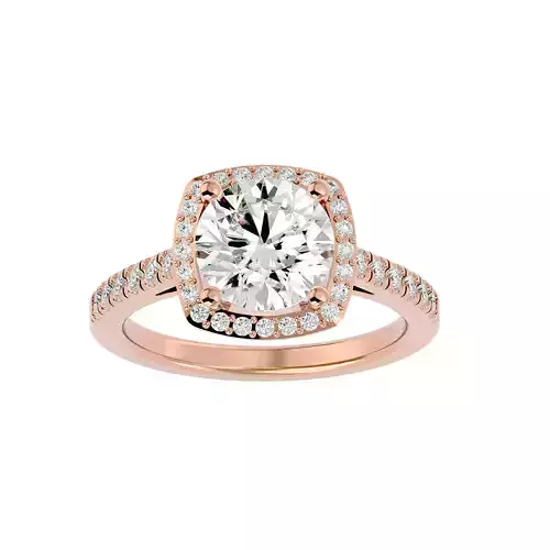 Round Halo solitaire wedding engagement ring with 360 view