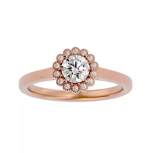 Round Halo solitaire wedding engagement ring with 360 view 3D print model