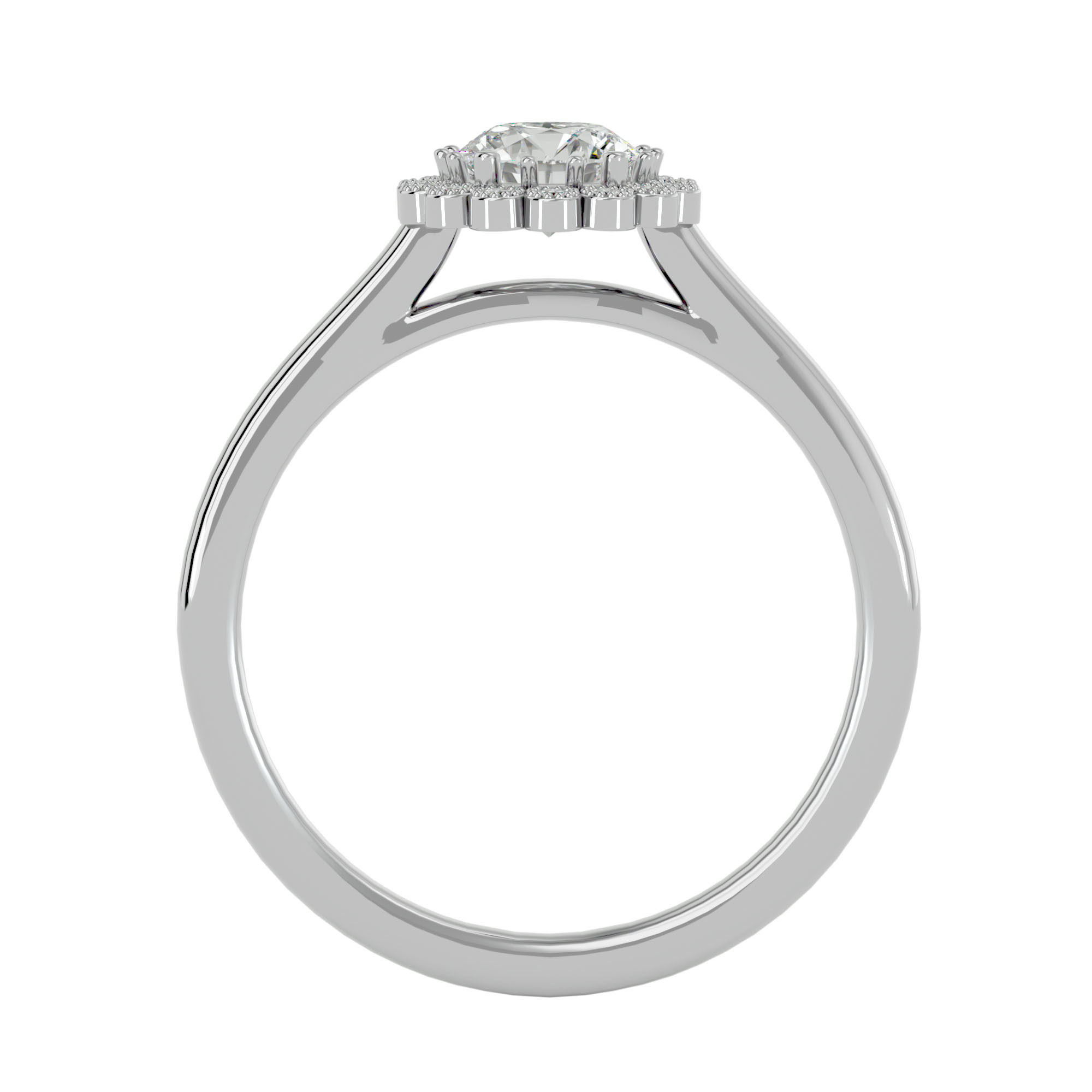 Round Halo solitaire wedding engagement ring with 360 view 3D print model_5