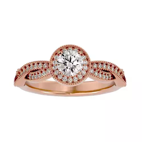 Round Halo solitaire wedding engagement ring with 360 view