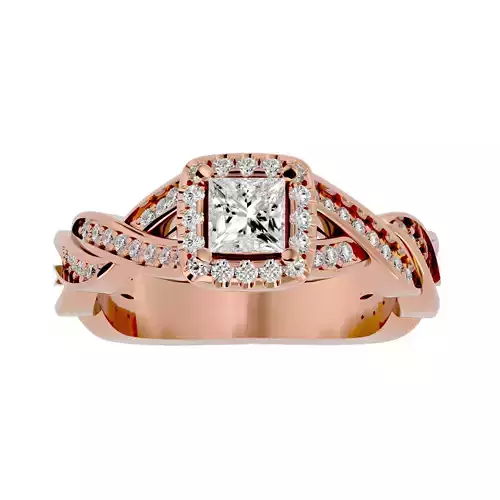 Princess Halo solitaire wedding engagement ring with 360 view