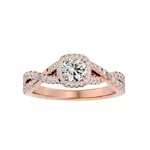 Round Halo solitaire wedding engagement ring with 360 view