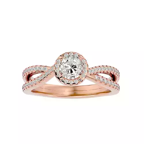 Round Halo solitaire wedding engagement ring with 360 view