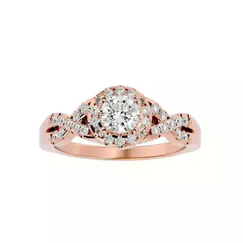 Round Halo solitaire wedding engagement ring with 360 view