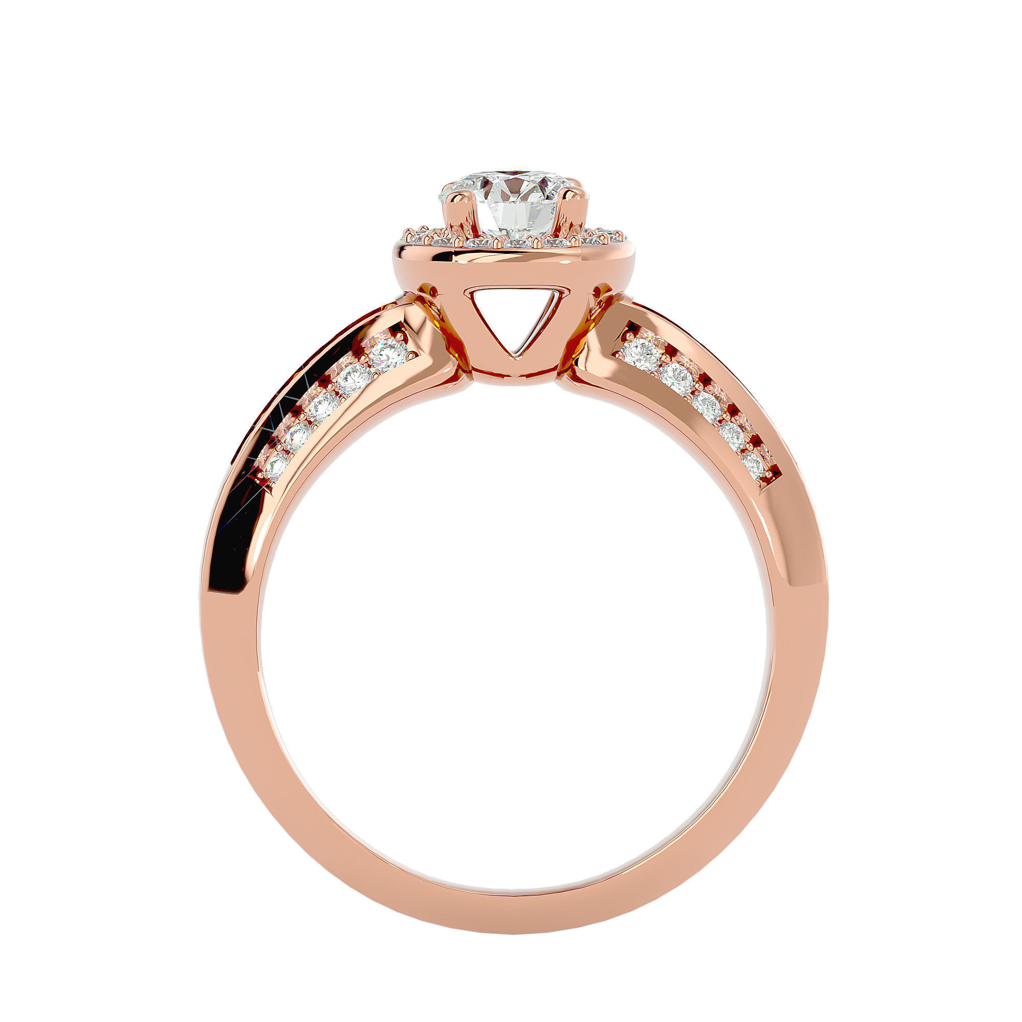 Round Halo solitaire wedding engagement ring with 360 view 3D print model_6