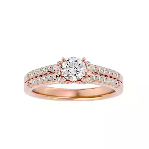Round Halo solitaire wedding engagement ring with 360 view