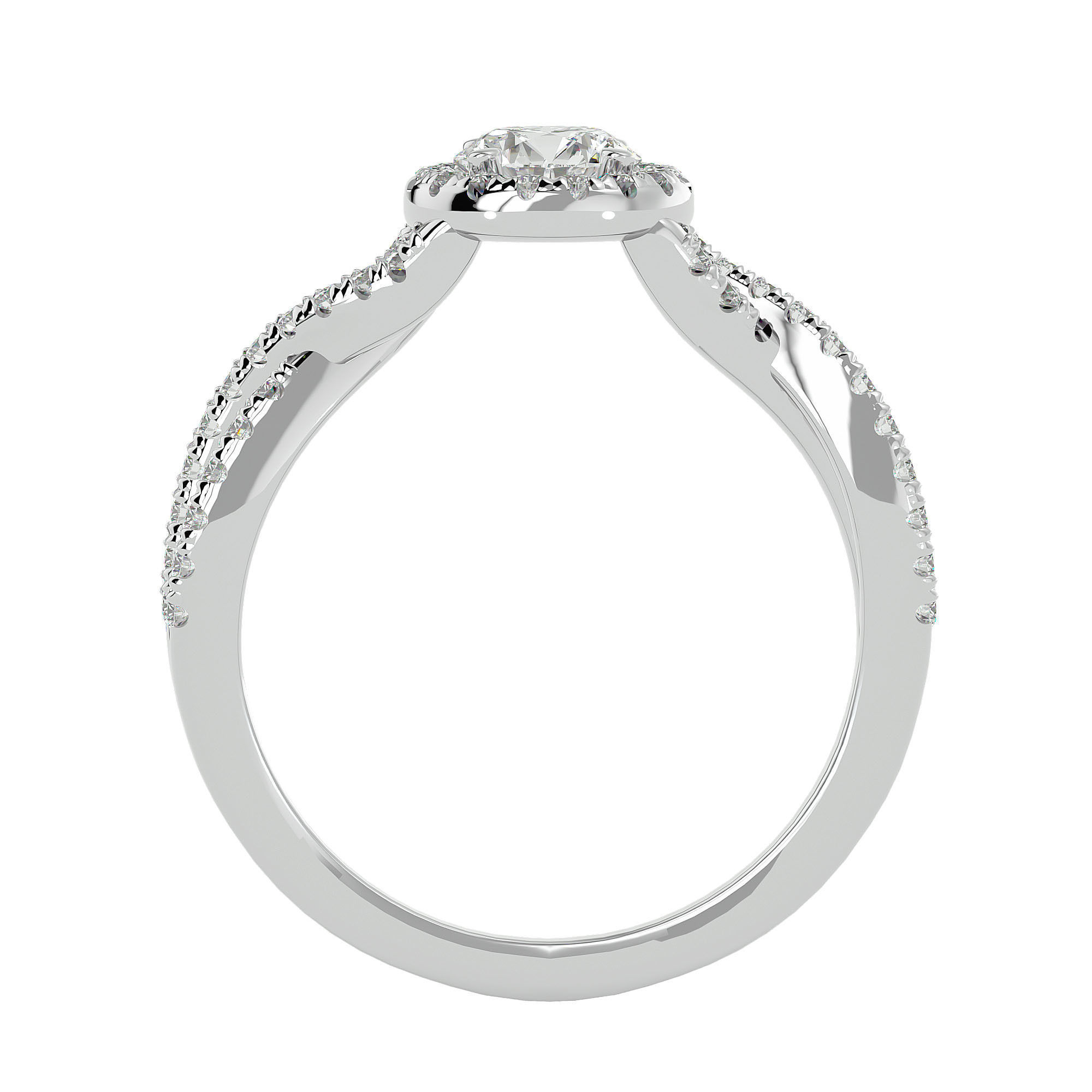 Round Halo solitaire wedding engagement ring with 360 view 3D print model_4