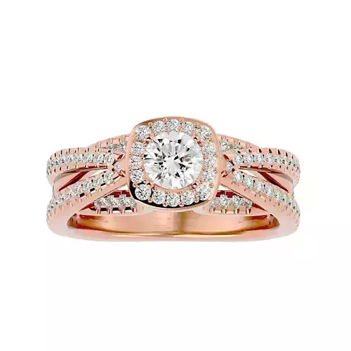 Round Halo solitaire wedding engagement ring with 360 view