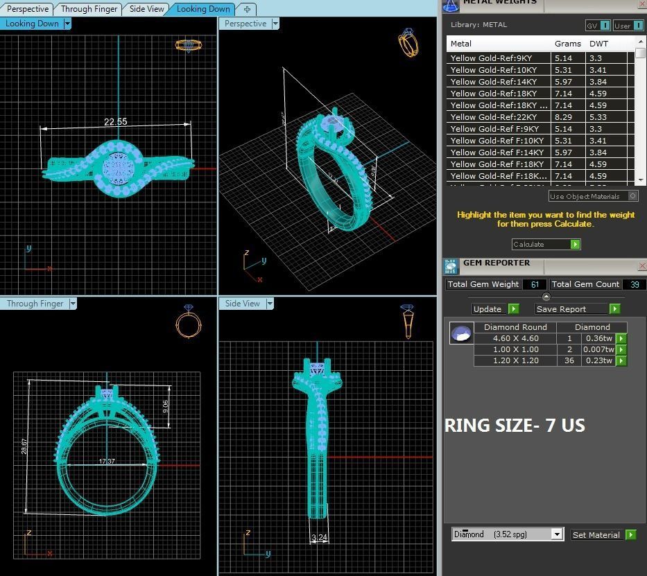 Round Halo solitaire wedding engagement ring with 360 view 3D print model_13