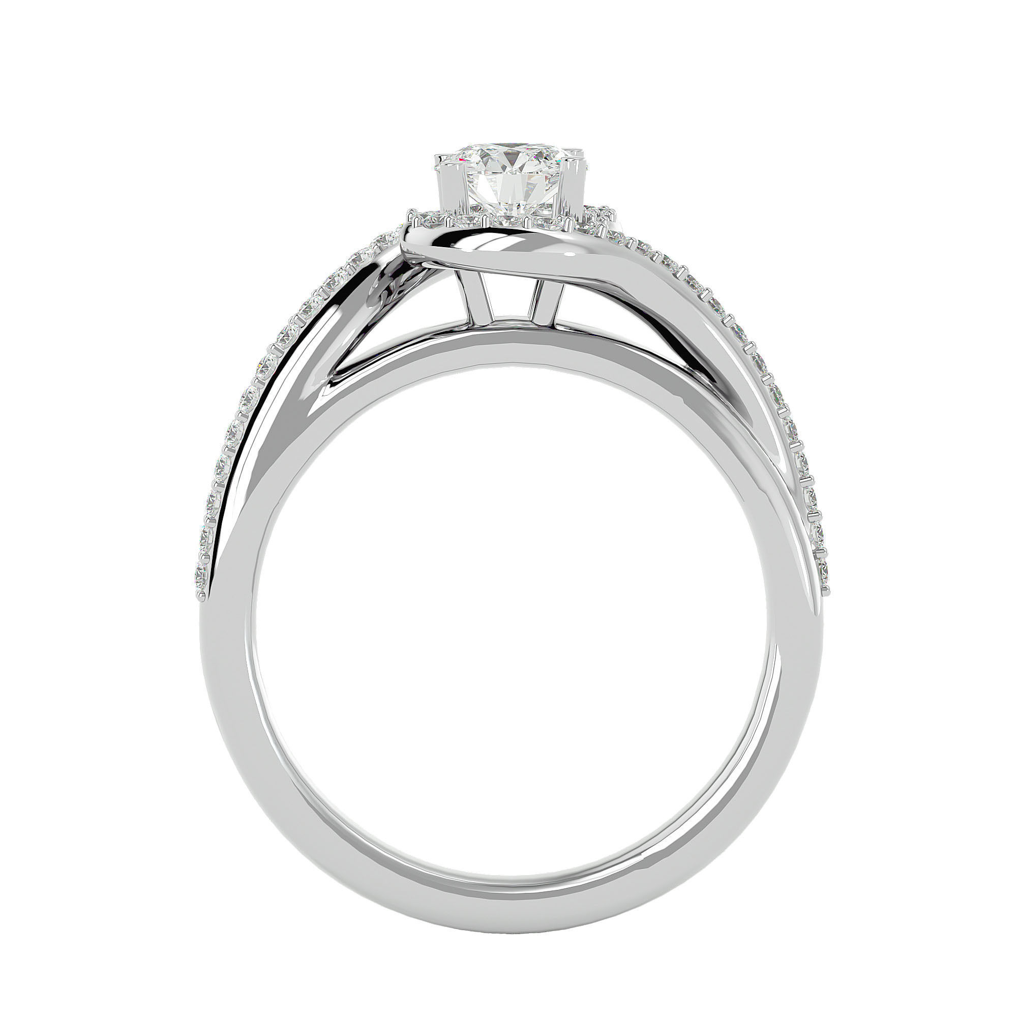 Round Halo solitaire wedding engagement ring with 360 view 3D print model_4