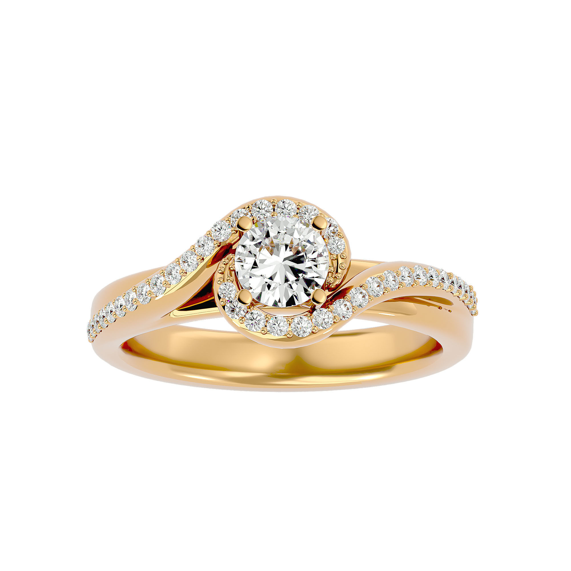 Round Halo solitaire wedding engagement ring with 360 view 3D print model_2