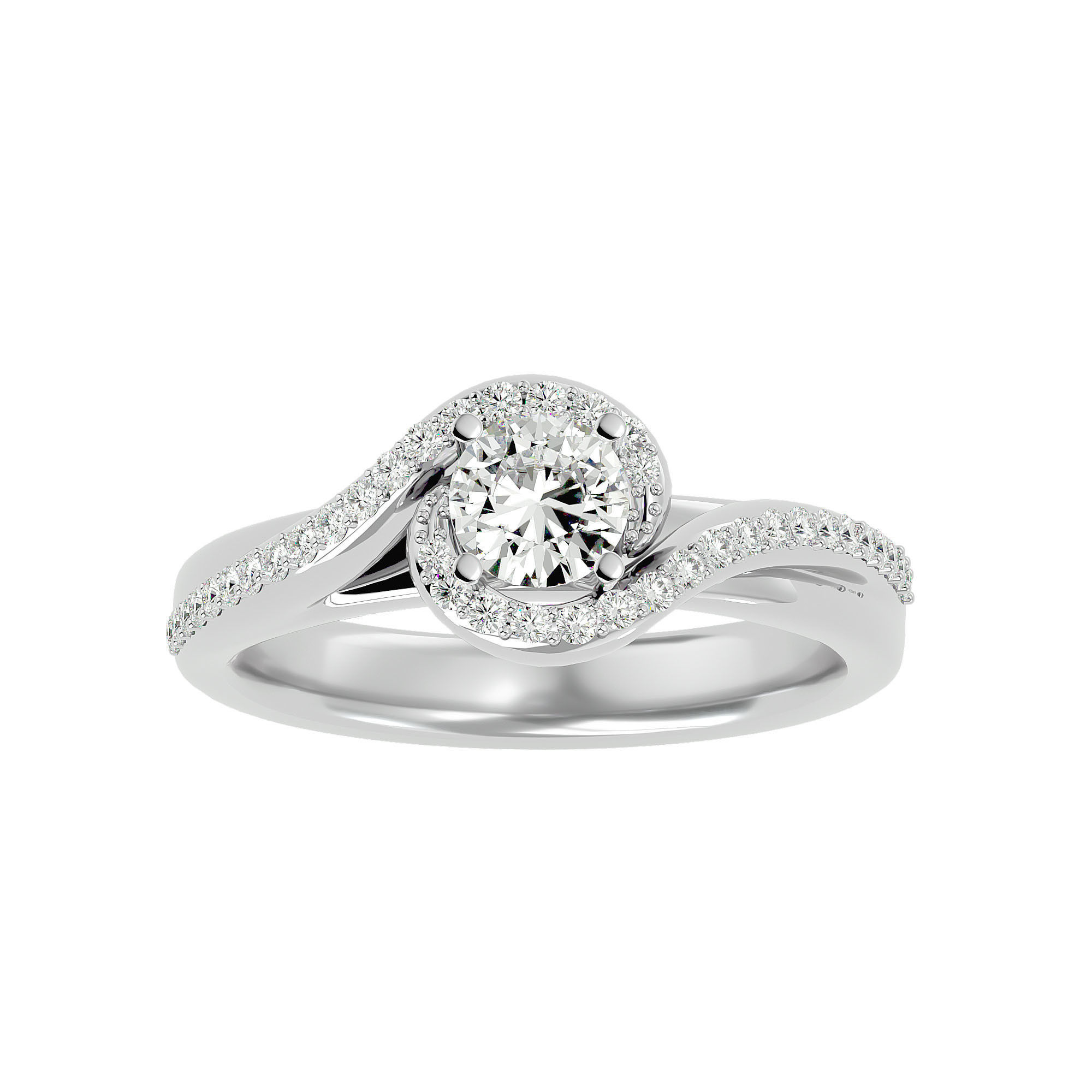Round Halo solitaire wedding engagement ring with 360 view 3D print model_3