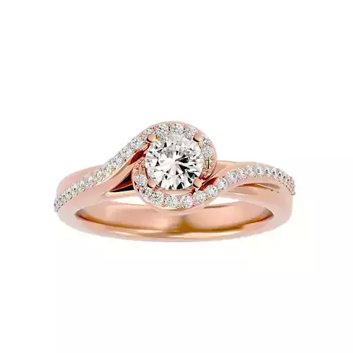 Round Halo solitaire wedding engagement ring with 360 view