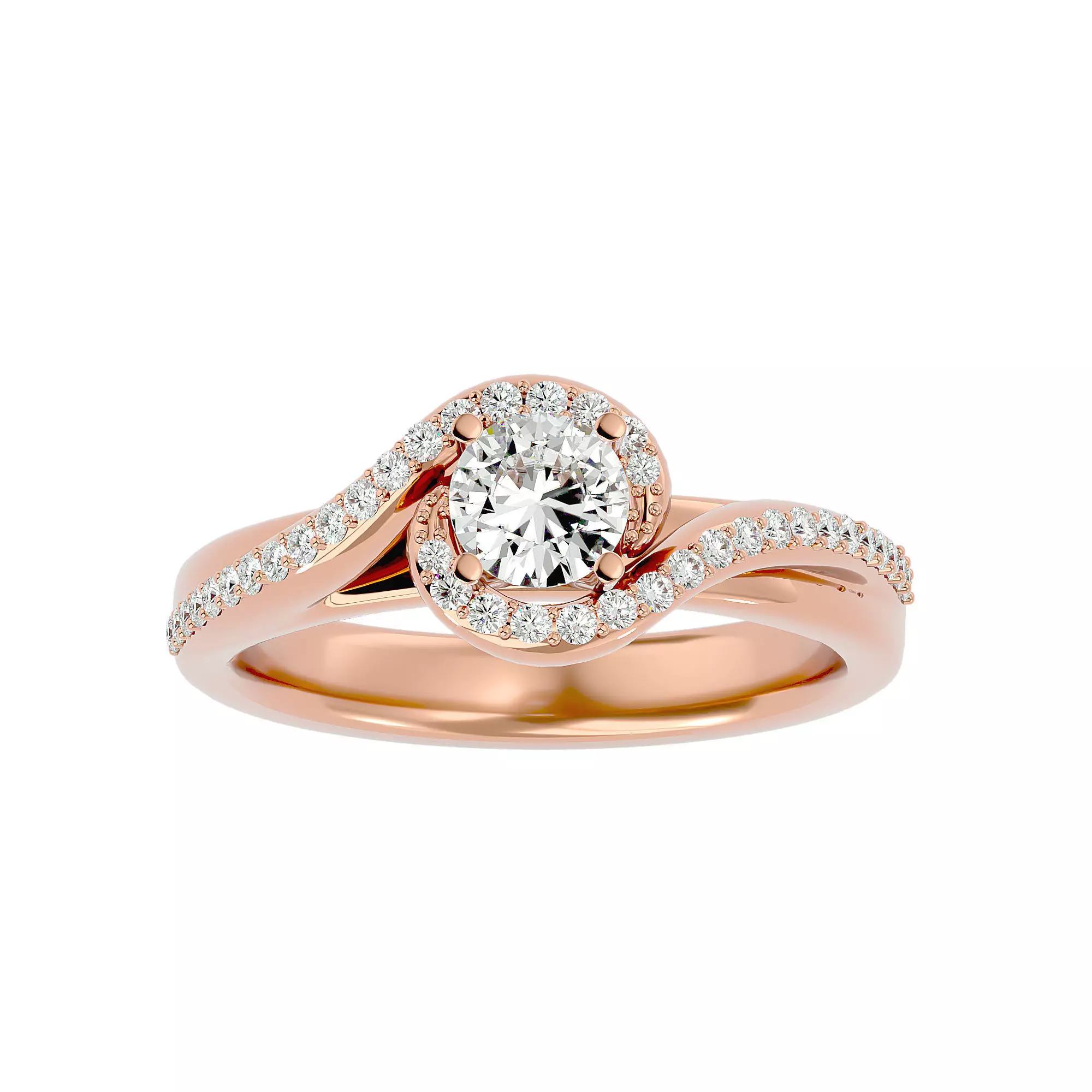Round Halo solitaire wedding engagement ring with 360 view 3D print model_0
