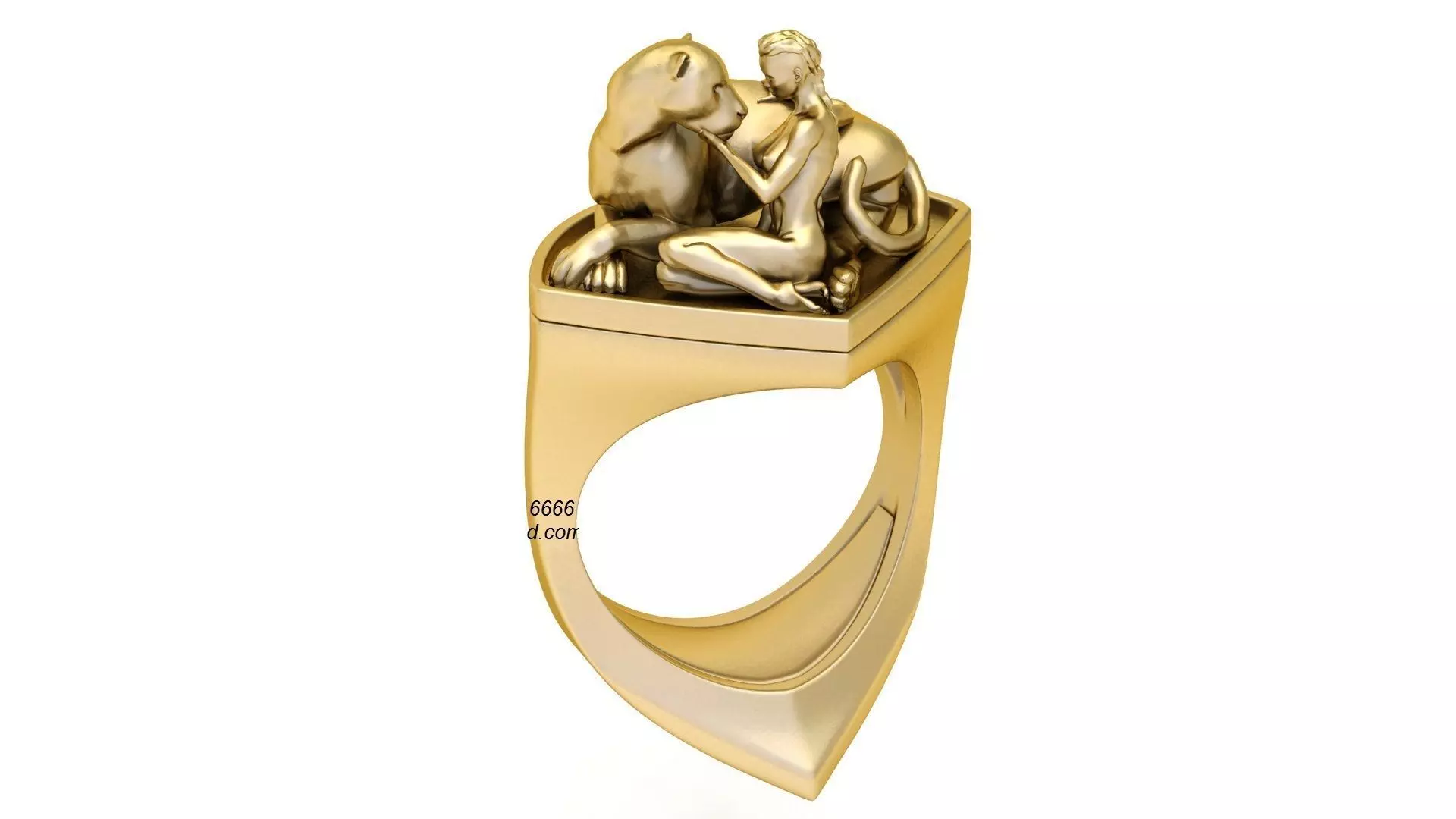 Sculpted Lion Sleeping Men Ring Jewelry Model 2865 3D print model