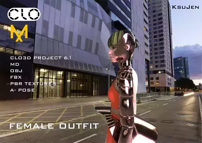 Futuristic Female Outfit PBR Game Ready
