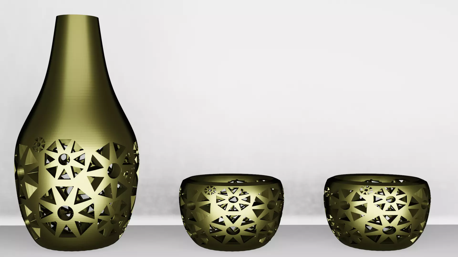 Vase 3d model three glasses and Free 3D model