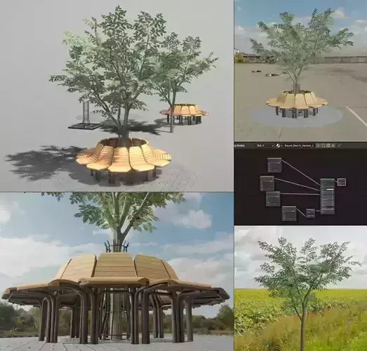 Round Bench with Citytree Version 2