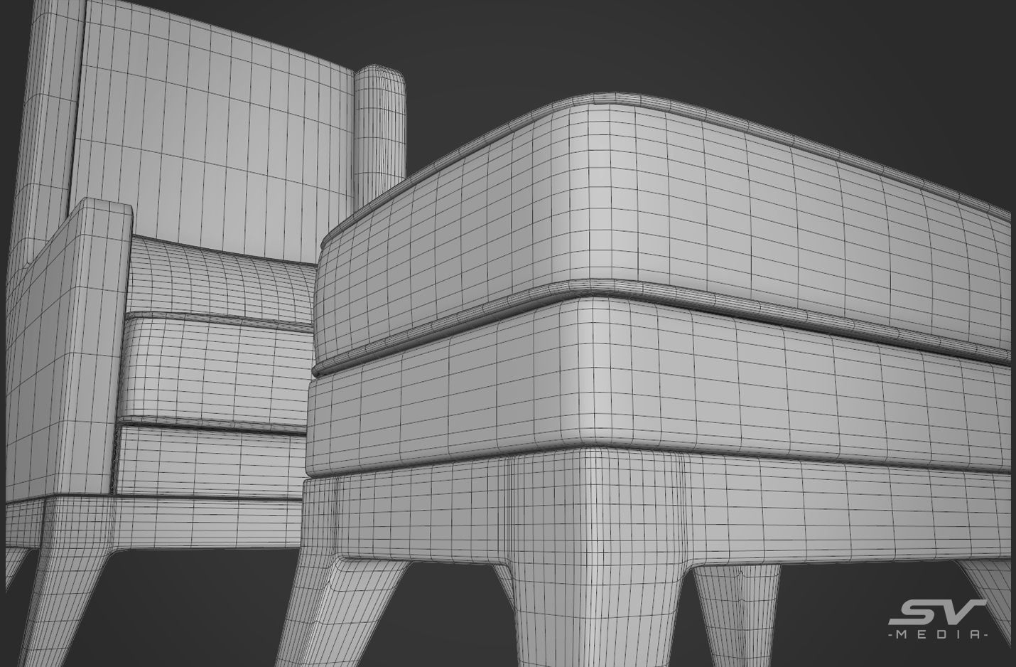 Wing Back Chair Low-poly 3D model_14