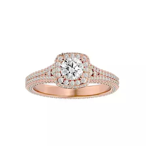 Round Halo solitaire wedding engagement ring with 360 view