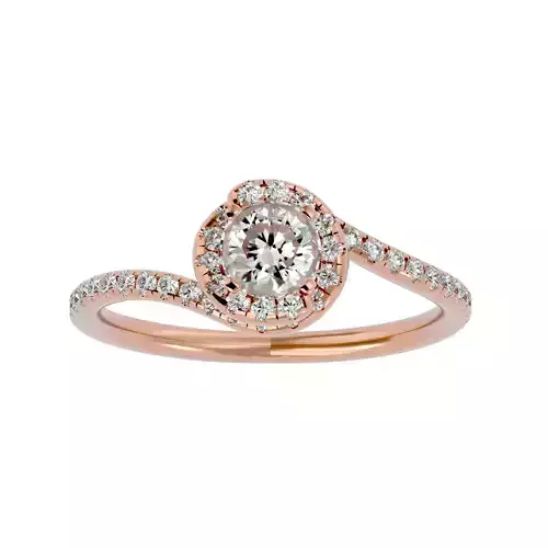 Round Halo solitaire wedding engagement ring with 360 view