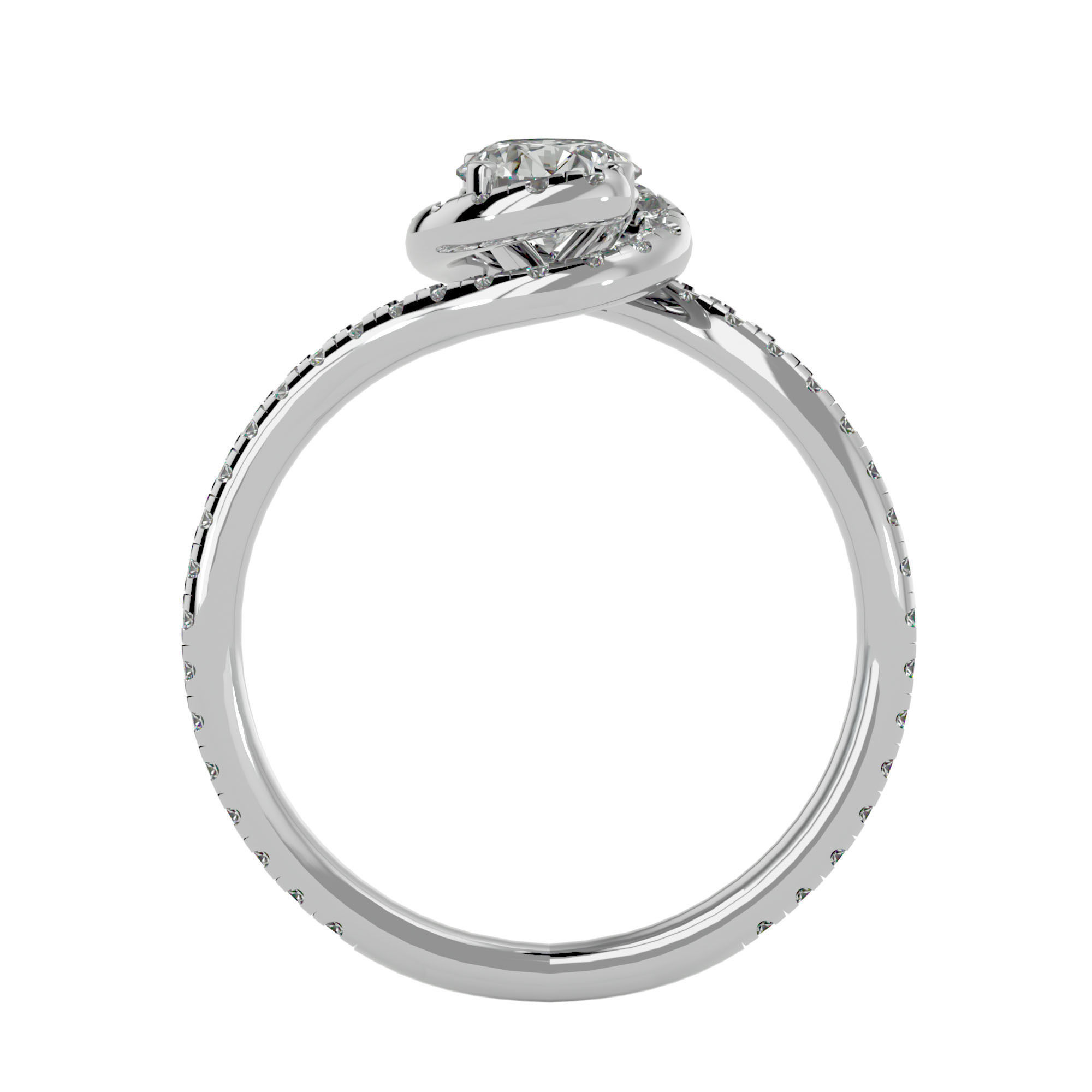 Round Halo solitaire wedding engagement ring with 360 view 3D print model_4