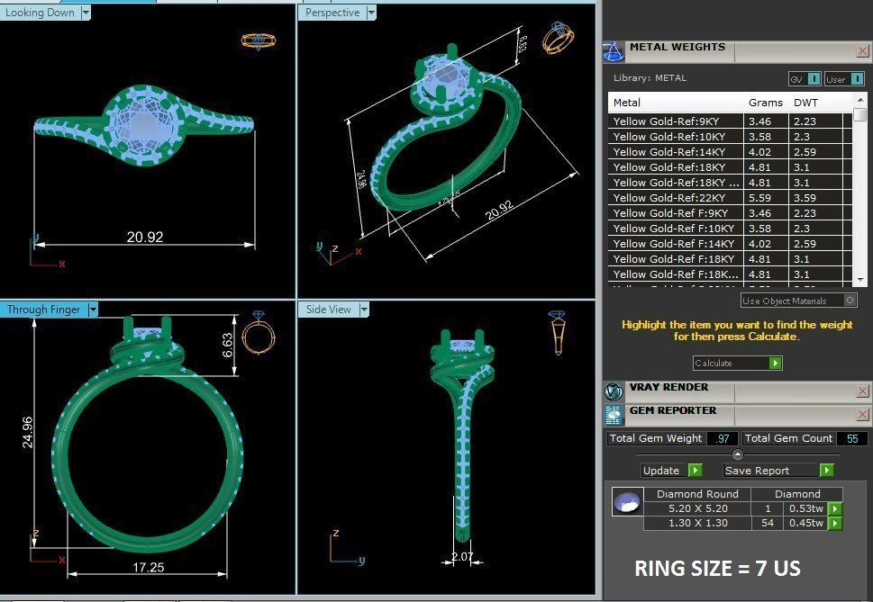 Round Halo solitaire wedding engagement ring with 360 view 3D print model_13