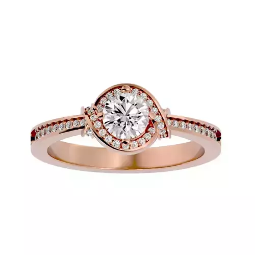 Round Halo solitaire wedding engagement ring with 360 view