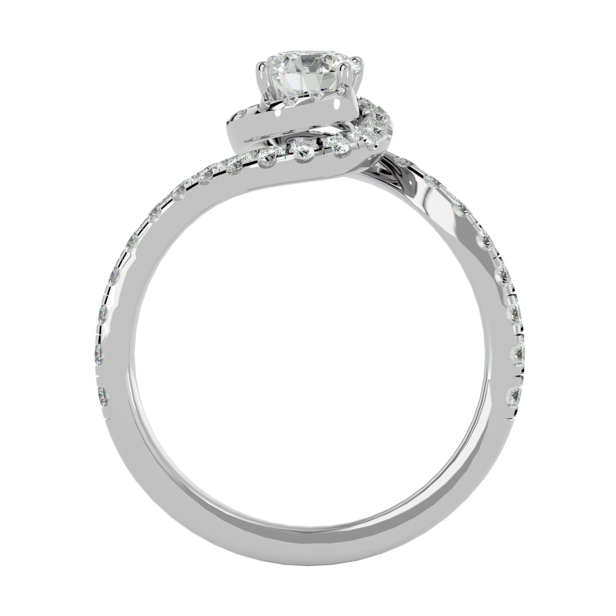 Round Halo solitaire wedding engagement ring with 360 view 3D print model_4