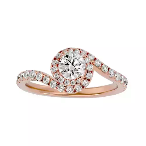 Round Halo solitaire wedding engagement ring with 360 view