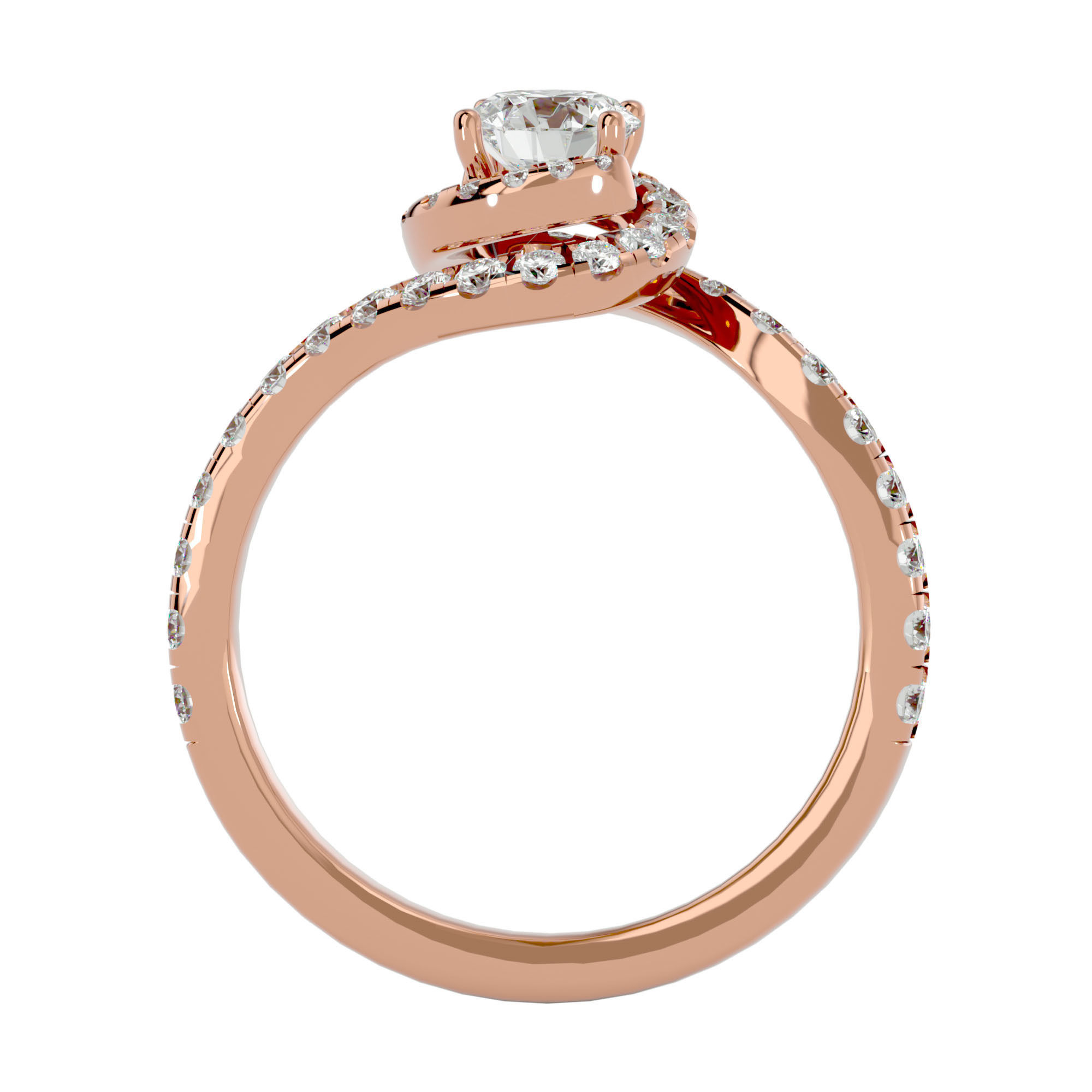 Round Halo solitaire wedding engagement ring with 360 view 3D print model_6