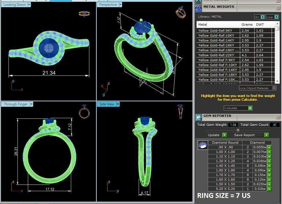 Round Halo solitaire wedding engagement ring with 360 view 3D print model_13