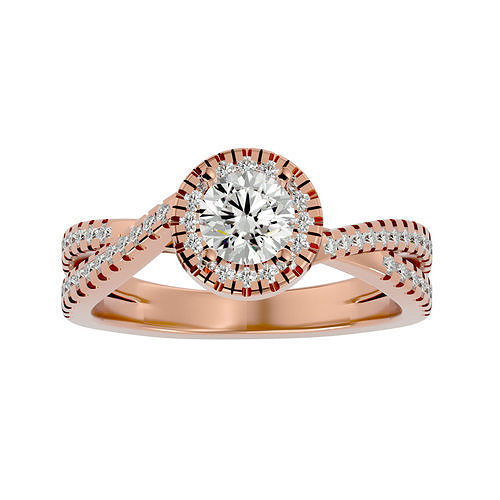 Round Halo solitaire wedding engagement ring with 360 view 3D print model