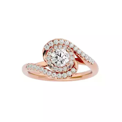 Round Halo solitaire wedding engagement ring with 360 view