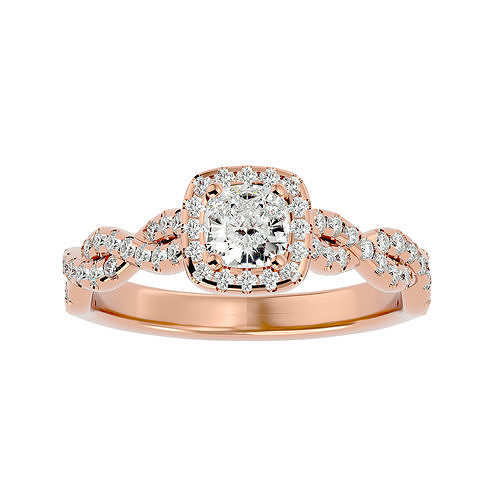 Round Halo solitaire wedding engagement ring with 360 view 3D print model