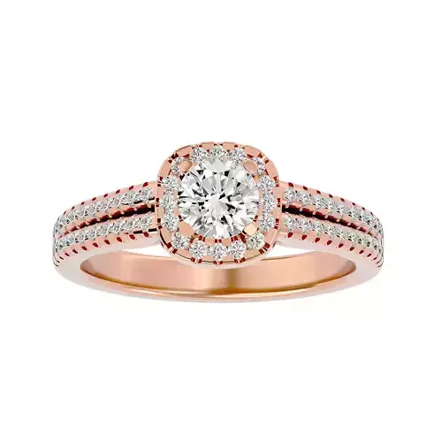 Round Halo solitaire wedding engagement ring with 360 view