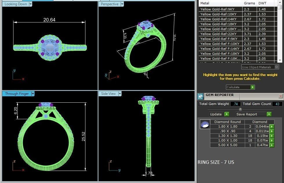 Round Halo solitaire wedding engagement ring with 360 view 3D print model_3