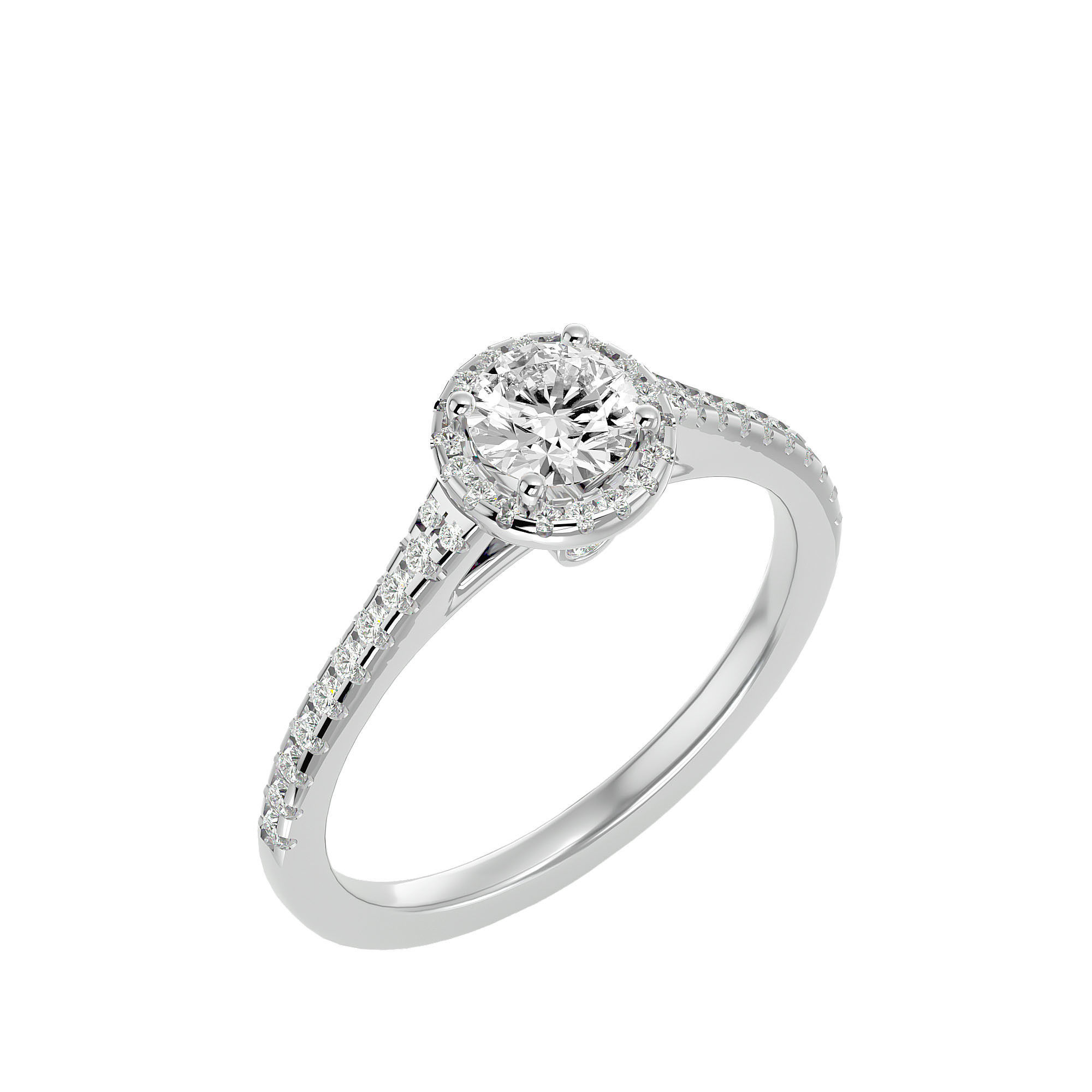Round Halo solitaire wedding engagement ring with 360 view 3D print model_11
