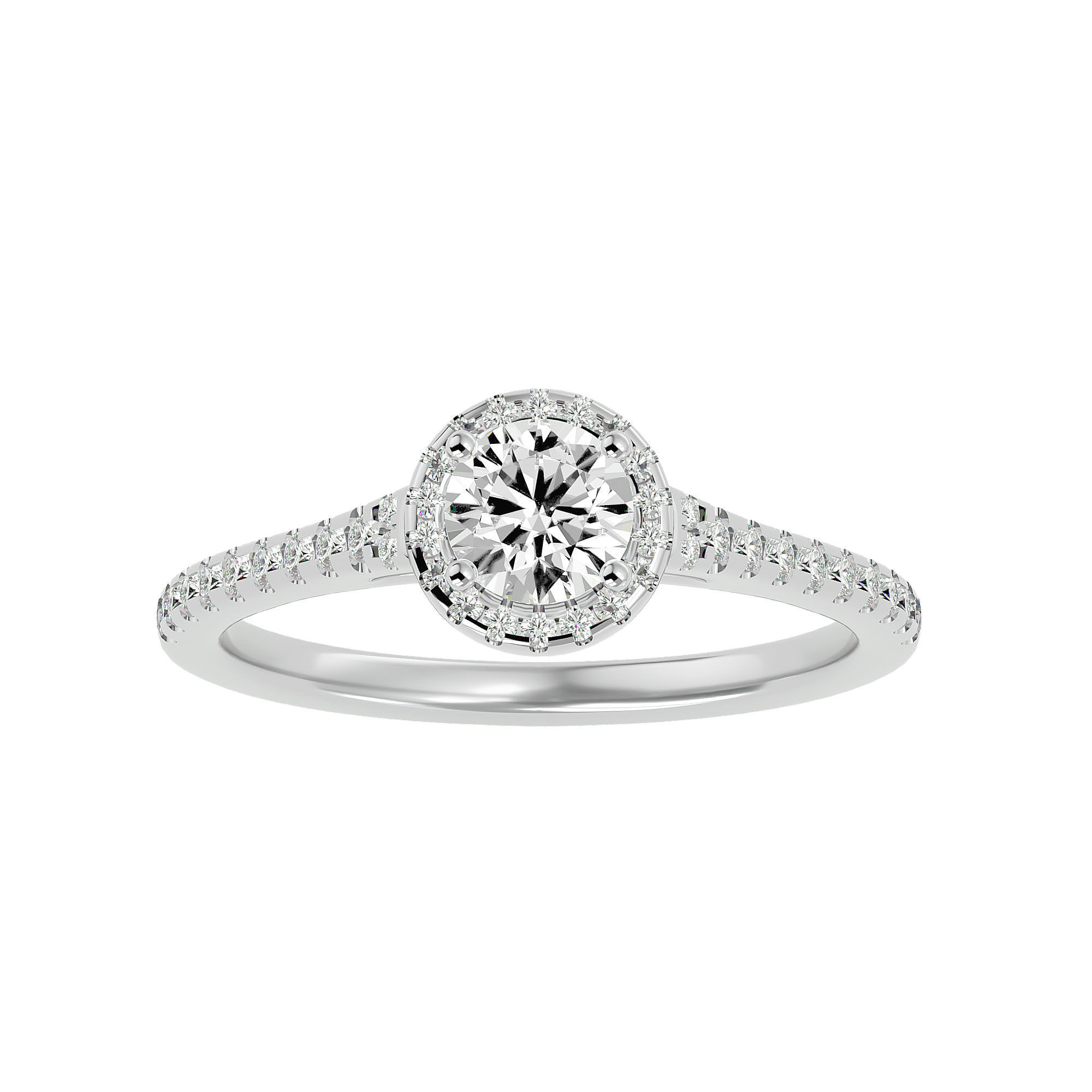 Round Halo solitaire wedding engagement ring with 360 view 3D print model_4