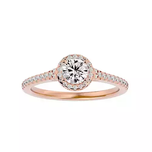 Round Halo solitaire wedding engagement ring with 360 view