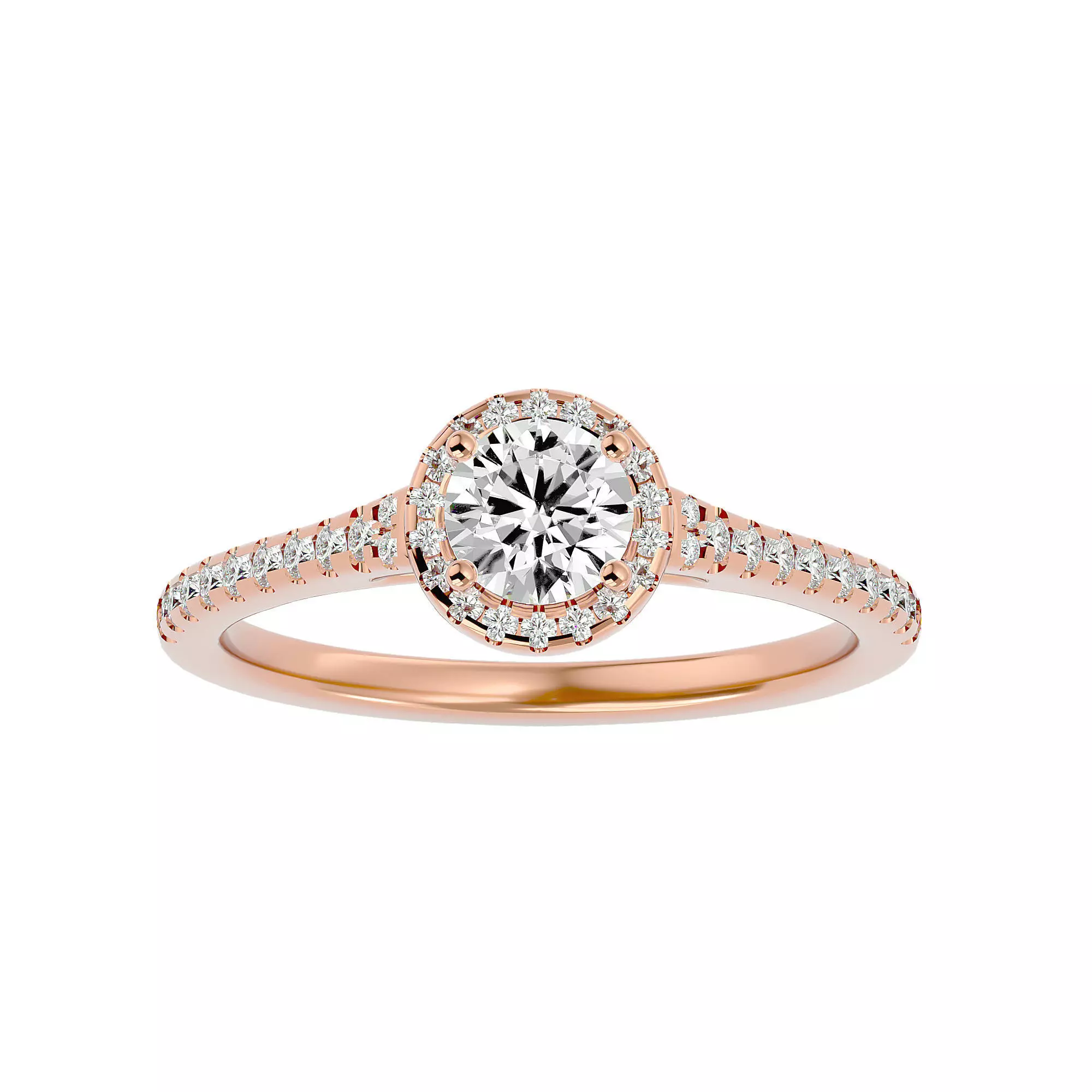 Round Halo solitaire wedding engagement ring with 360 view 3D print model_0