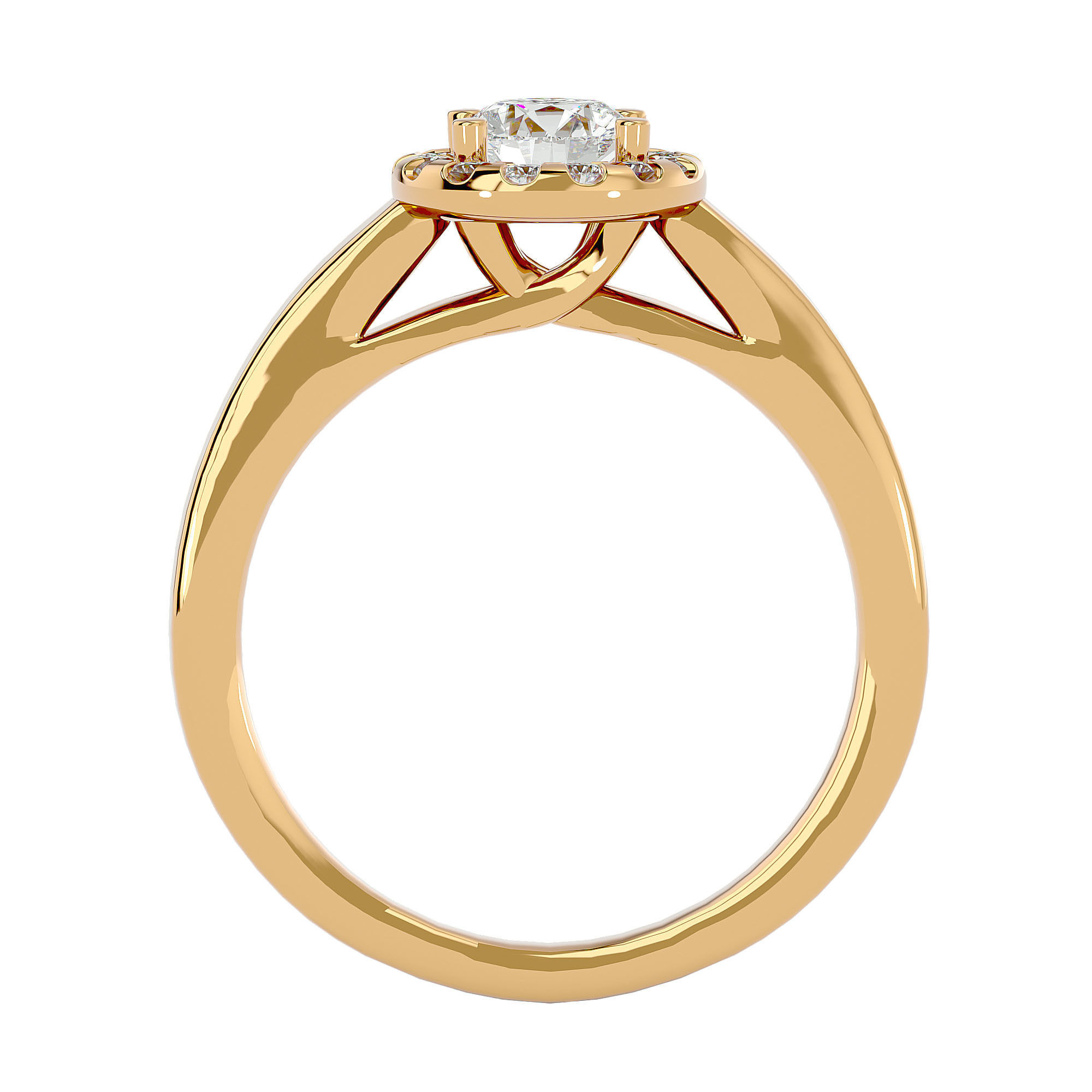 Round Halo solitaire wedding engagement ring with 360 view 3D print model_6