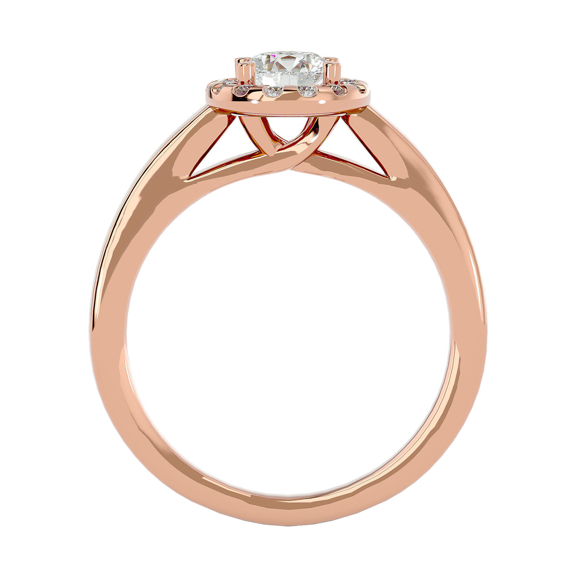 Round Halo solitaire wedding engagement ring with 360 view 3D print model_7