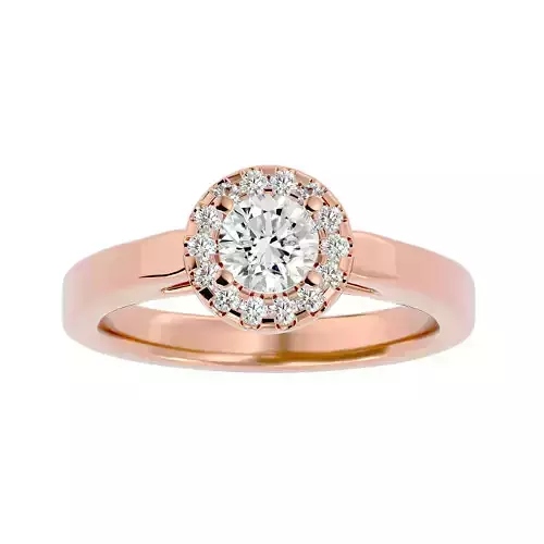 Round Halo solitaire wedding engagement ring with 360 view