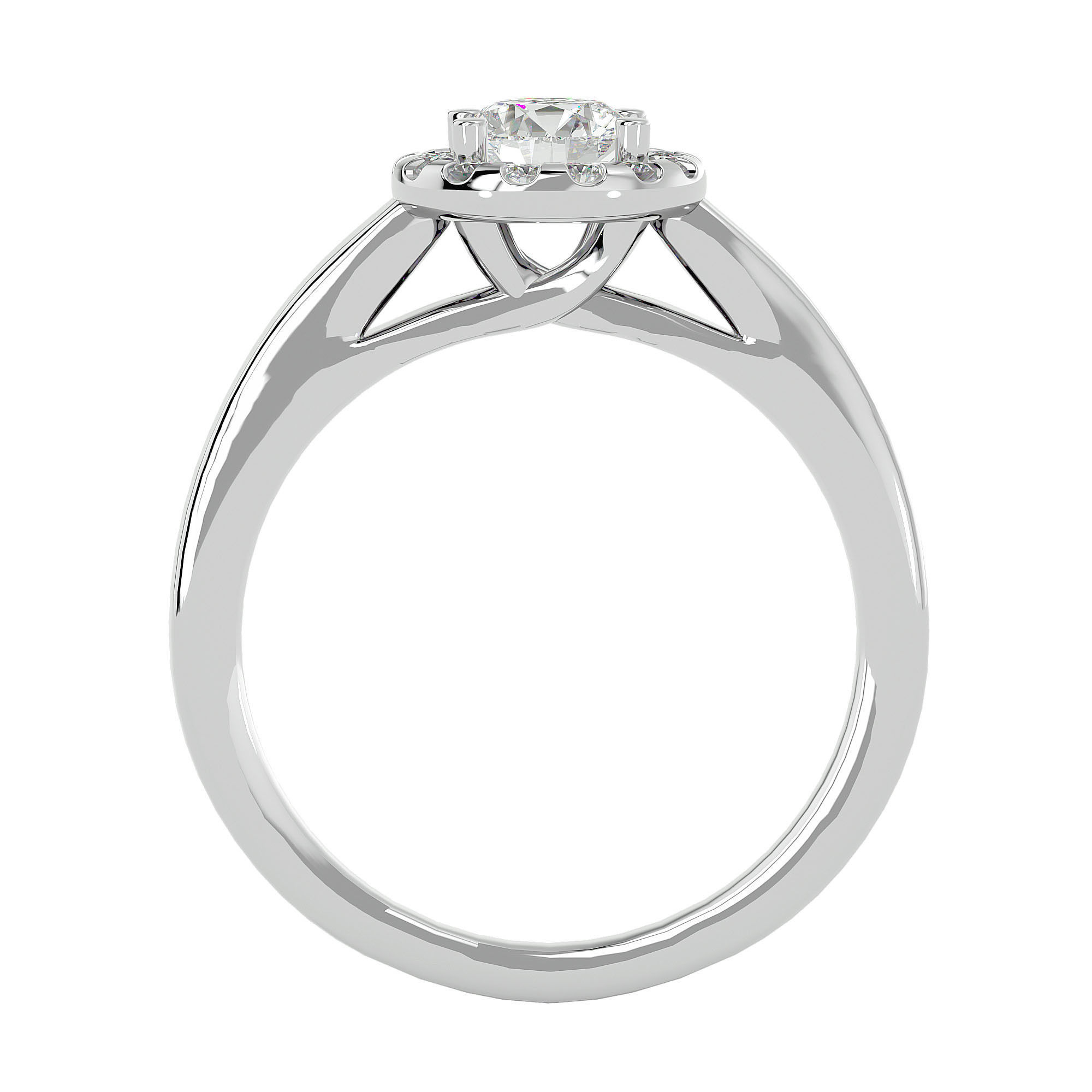 Round Halo solitaire wedding engagement ring with 360 view 3D print model_5