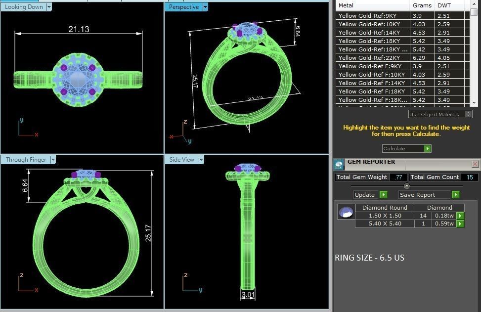 Round Halo solitaire wedding engagement ring with 360 view 3D print model_4